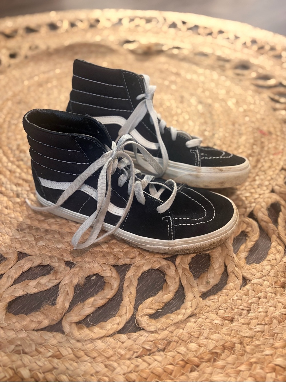 Vans Black High-Top Sneakers with White Accents Juniors Size 5